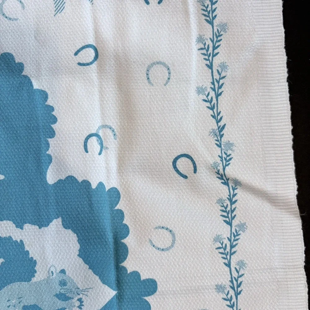 Vestiges Kentucky KY Kitchen Tea Kitchen Towel Teal White 100% Cotton Mint Julep